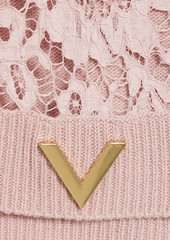 Valentino Garavani - Corded lace-paneled wool and cashmere-blend sweater - Pink - XS