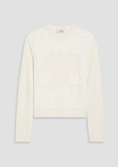 Valentino Garavani - Corded lace-paneled wool and silk-blend sweater - White - S