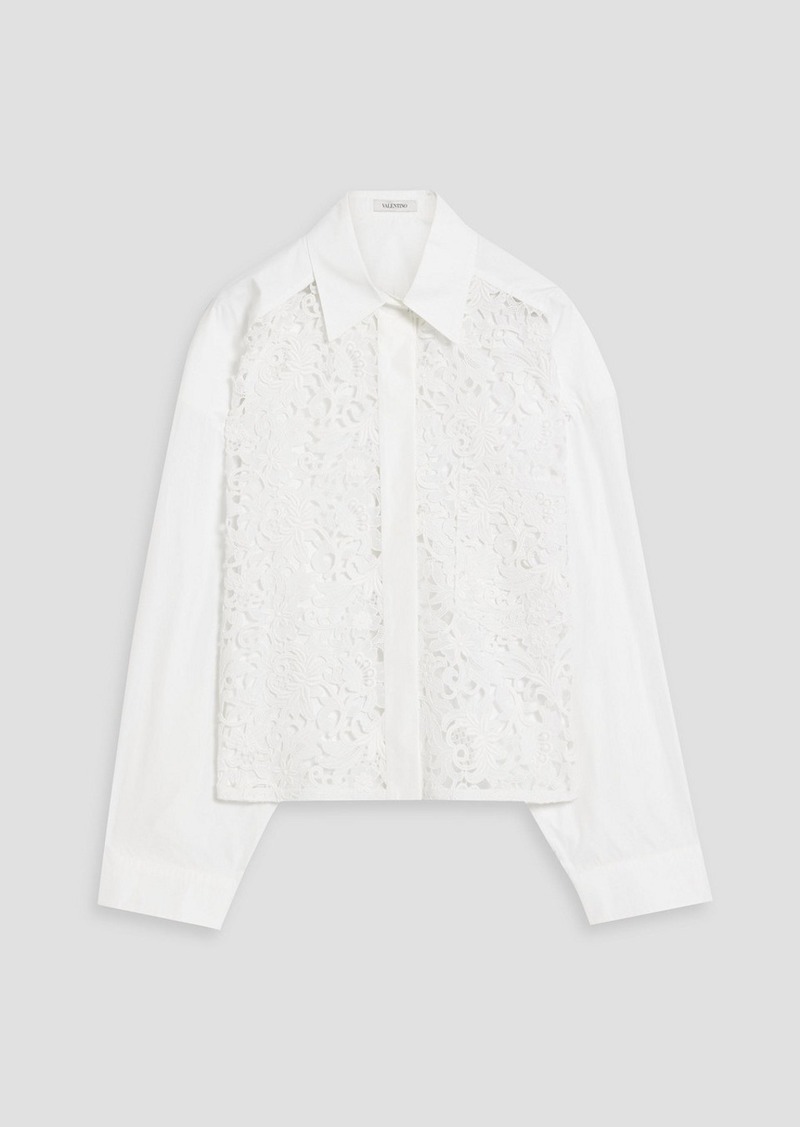 Valentino Garavani - Cotton-blend poplin and guipure lace shirt - White - IT 44