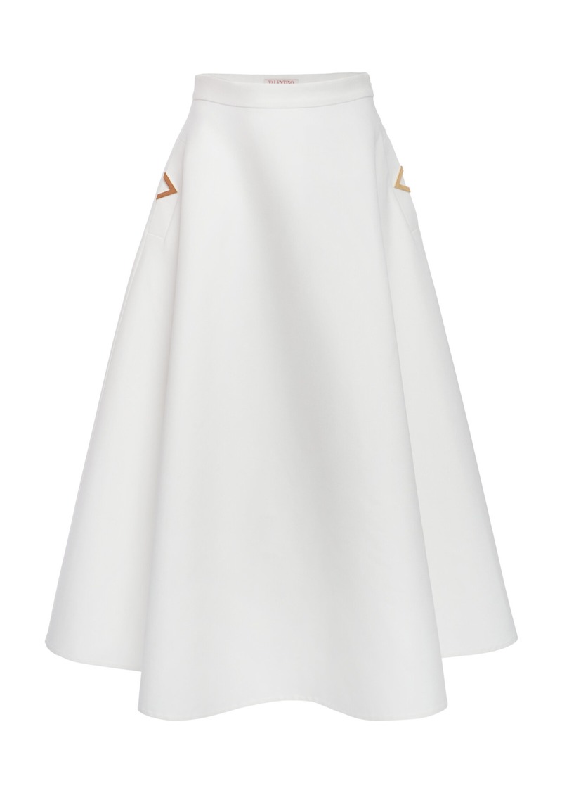 Valentino Garavani - Cotton Gabardine Midi Skirt - White - IT 42 - Moda Operandi