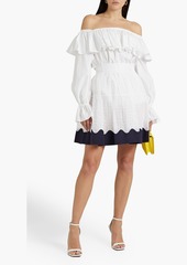 Valentino Garavani - Crepe de chine-trimmed cotton-blend lace mini skirt - White - IT 36