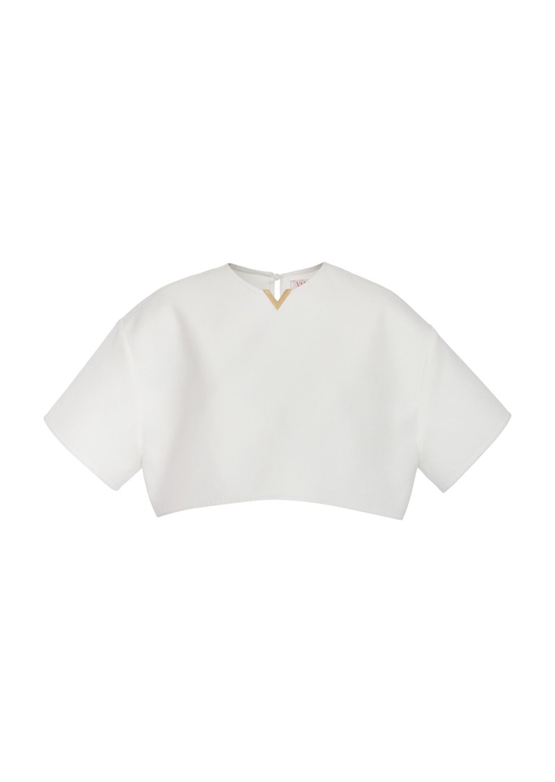 Valentino Garavani - Cropped Cotton-Blend Gabardine Top - White - S - Moda Operandi