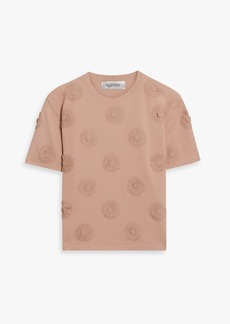 Valentino Garavani - Cropped floral-appliquéd jersey T-shirt - Pink - S