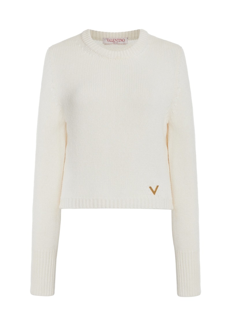 Valentino Garavani - Cropped Knit Cashmere Sweater  - White - S - Moda Operandi