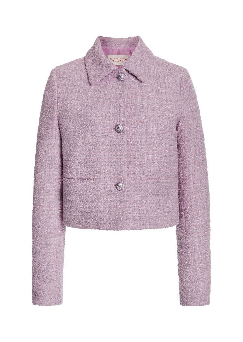 Valentino Garavani - Cropped Tweed Jacket - Purple - IT 36 - Moda Operandi