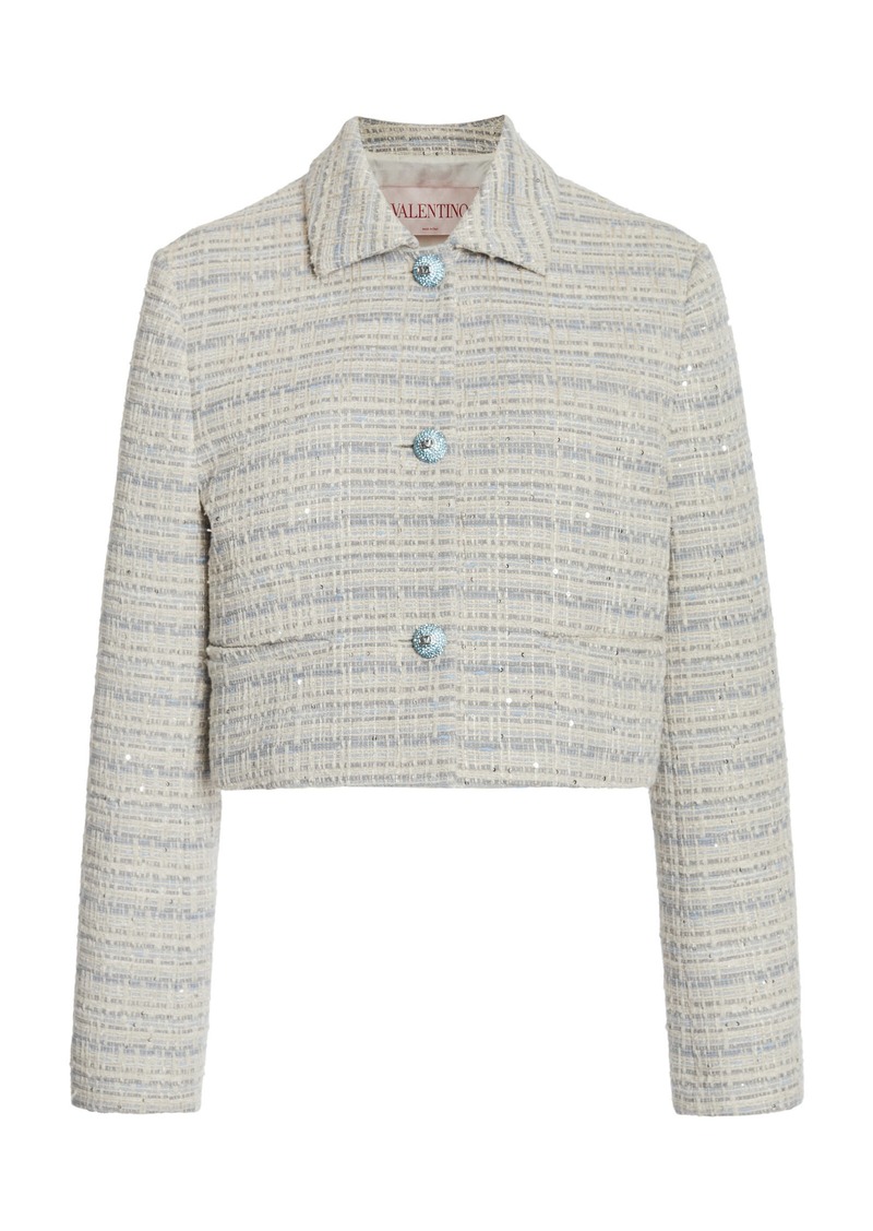 Valentino Garavani - Cropped Tweed Jacket - White - IT 38 - Moda Operandi