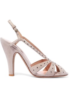 Valentino Garavani - Crystal-embellished suede sandals - Pink - EU 40