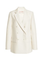 Valentino Garavani - Double-Breasted Wool Blend Jacket - White - IT 42 - Moda Operandi