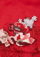 Valentino Garavani - Embellished corded lace silk wrap - Red - OneSize