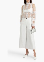 Valentino Garavani - Embellished cotton-blend twill culottes - White - IT 38