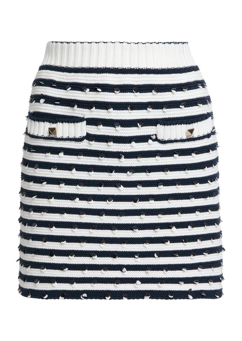 Valentino Garavani - Embellished Cotton Mini Skirt - Stripe - S - Moda Operandi