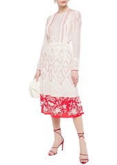 Valentino Garavani - Embellished embroidered cotton and silk-blend midi dress - White - IT 42