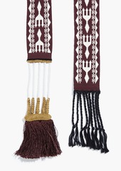 Valentino Garavani - Embellished jacquard-knit scarf - Burgundy - OneSize
