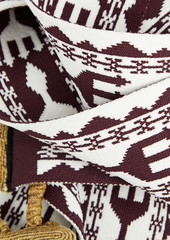 Valentino Garavani - Embellished jacquard-knit scarf - Burgundy - OneSize