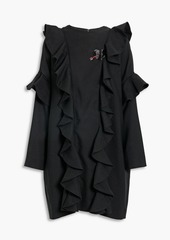 Valentino Garavani - Embellished ruffled twill mini dress - Black - IT 36