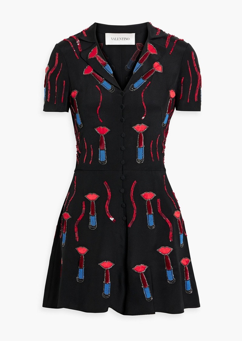 Valentino Garavani - Embellished silk-crepe playsuit - Black - IT 40