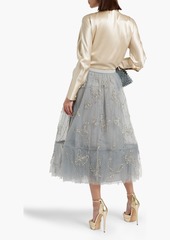 Valentino Garavani - Embellished tulle midi skirt - Gray - US 4
