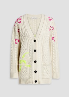 Valentino Garavani - Embroidered cable-knit wool and cashmere-blend cardigan - White - S