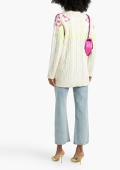 Valentino Garavani - Embroidered cable-knit wool and cashmere-blend cardigan - White - S
