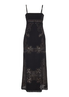 Valentino Garavani - Embroidered Cotton-Blend Maxi Dress - Black - IT 40 - Moda Operandi