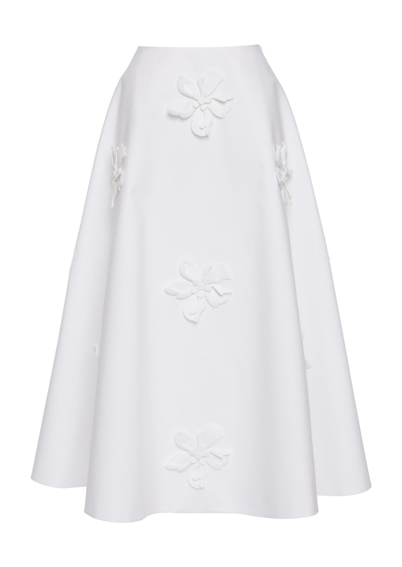 Valentino Garavani - Embroidered Cotton Poplin Midi Skirt - White - IT 42 - Moda Operandi
