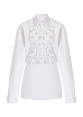 Valentino Garavani - Embroidered Cutout Cotton Poplin Mini Dress - White - IT 50 - Moda Operandi