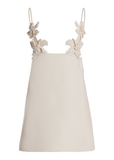 Valentino Garavani - Embroidered Floral Crepe Mini Dress - White - IT 38 - Moda Operandi