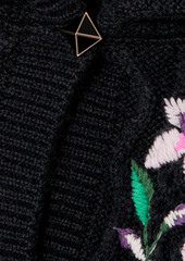 Valentino Garavani - Embroidered hooded cable-knit cardigan - Black - XS