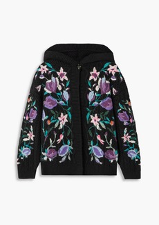 Valentino Garavani - Embroidered hooded cable-knit cardigan - Black - XS
