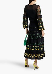 Valentino Garavani - Embroidered lace-paneled crocheted cotton-blend maxi dress - Black - XS