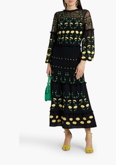 Valentino Garavani - Embroidered lace-paneled crocheted cotton-blend maxi dress - Black - S