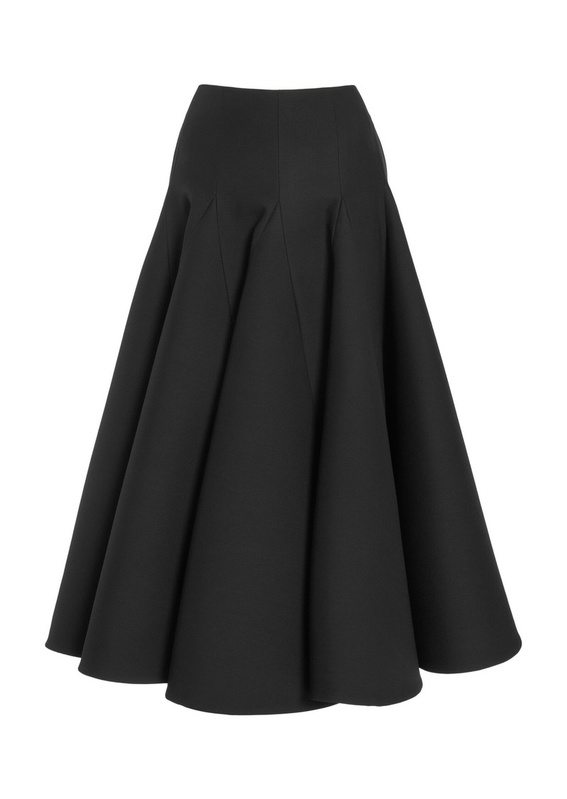 Valentino Garavani - Flared Wool-Silk Crepe Midi Skirt - Black - IT 42 - Moda Operandi