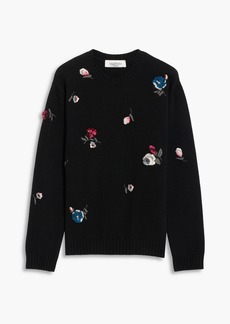 Valentino Garavani - Floral-appliquéd wool and cashmere-blend sweater - Black - XS