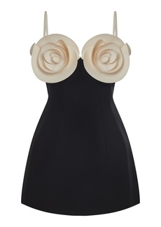 Valentino Garavani - Floral-Detailed Wool-Blend Mini Dress - Black/white - IT 36 - Moda Operandi