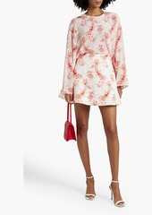 Valentino Garavani - Floral-print cotton and silk-blend twill mini skirt - Orange - IT 40