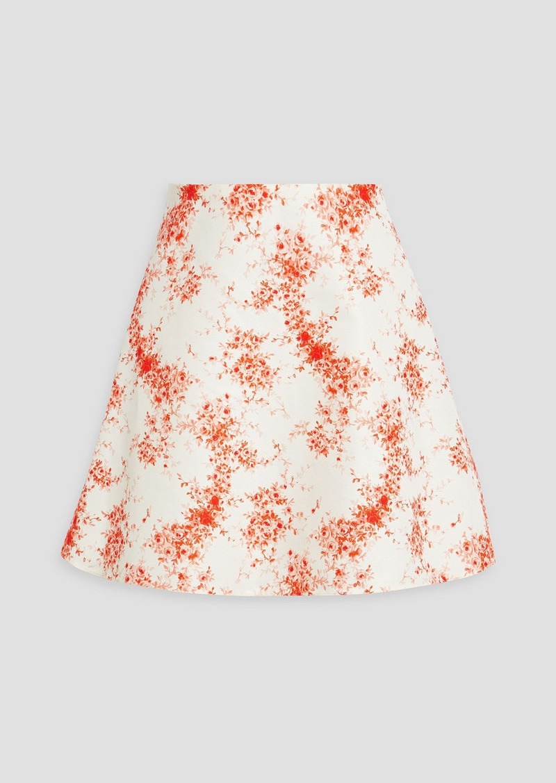 Valentino Garavani - Floral-print cotton and silk-blend twill mini skirt - Orange - IT 40