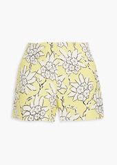 Valentino Garavani - Floral-print wool and silk-blend crepe shorts - Yellow - IT 44