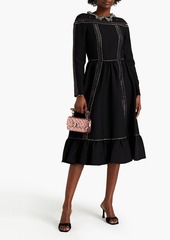 Valentino Garavani - Gathered embellished wool and silk-blend midi dress - Black - IT 40
