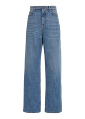 Valentino Garavani - High-Rise Denim Wide-Leg Pants - Medium Wash - 30 - Moda Operandi