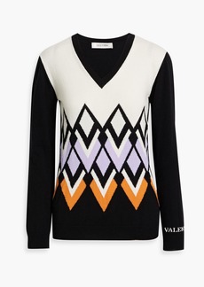 Valentino Garavani - Intarsia wool and cashmere-blend sweater - Black - M