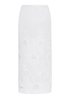 Valentino Garavani - Lace Organza Midi Pencil Skirt - White - IT 50 - Moda Operandi