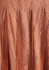Valentino Garavani - Pleated corded lace and silk-chiffon midi skirt - Metallic - IT 38