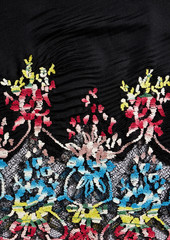 Valentino Garavani - Lace-paneled plissé-silk scarf - Black - OneSize