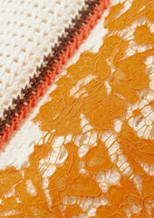 Valentino Garavani - Lace-paneled striped crocheted cotton tunic - Orange - XS