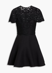 Valentino Garavani - Lace-paneled wool and silk-blend crepe mini dress - Black - IT 44