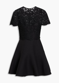 Valentino Garavani - Lace-paneled wool and silk-blend crepe mini dress - Black - IT 40