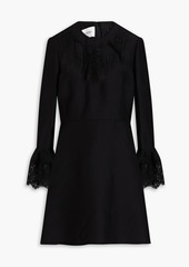 Valentino Garavani - Lace-paneled wool and silk-blend crepe mini dress - Black - IT 38