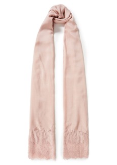 Valentino Garavani - Lace-trimmed modal and cashmere-blend scarf - Pink - OneSize