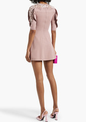Valentino Garavani - Lace-trimmed ruffled knitted mini dress - Pink - XL