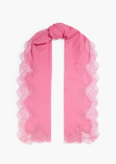 Valentino Garavani - Lace-trimmed wool and silk-blend gauze scarf - Pink - OneSize